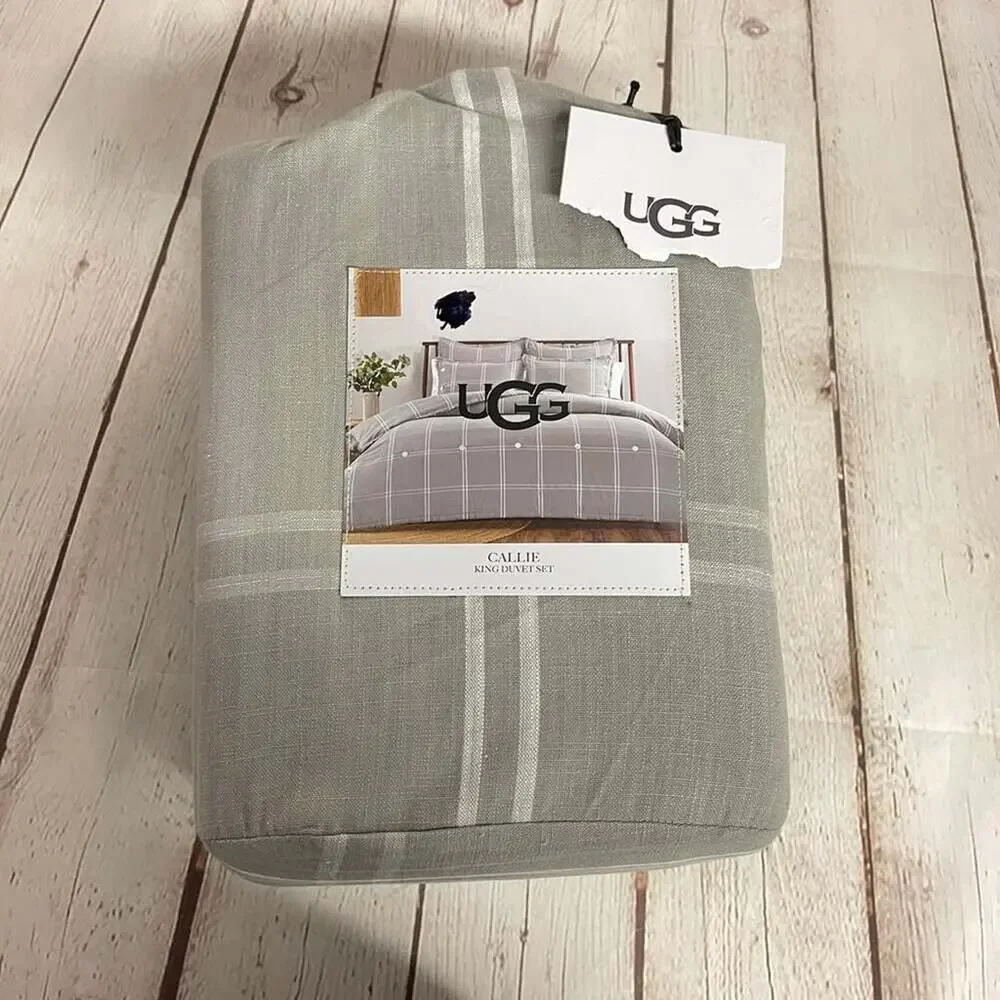 Ugg Callie Washed Yarn Dyed 3 Pc Duvet Cover Set King Bedding Seal Gray